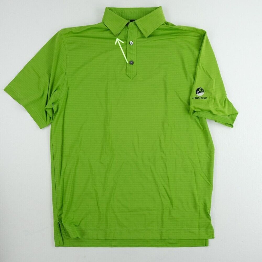 FJ Foot Joy Mens Polo Shirt size Medium Pullover Green Short Sleeve Heron Ridge